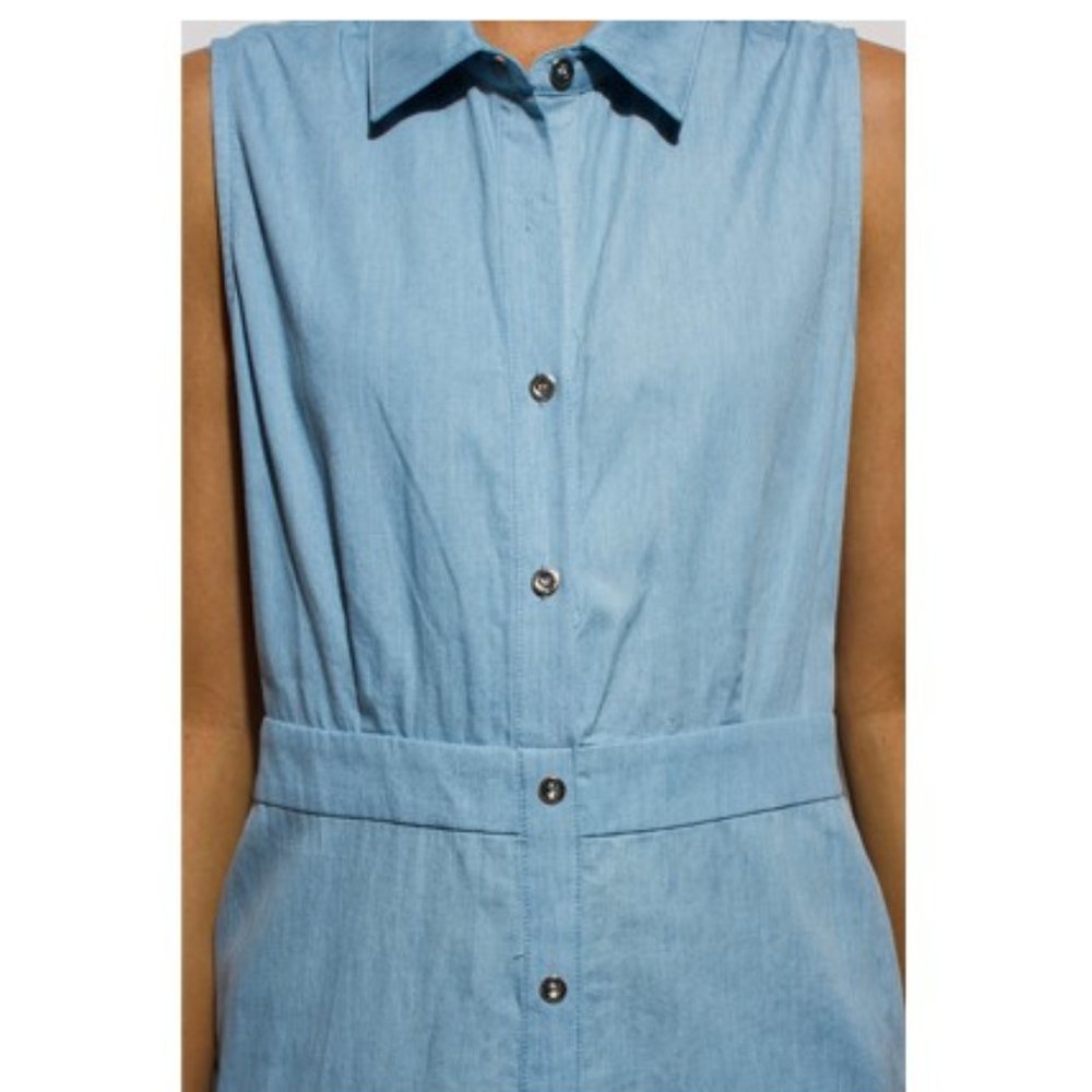 Chambray Sleeveless Denim Midi Dress - Picture 6 of 6